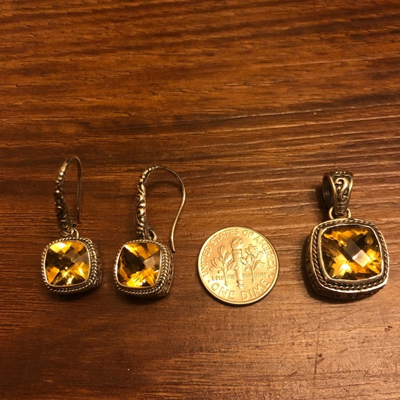 NWOT Samuel B. Citrine & Sterling Silver Pendant and Drop Earrings - Picture 8 of 12